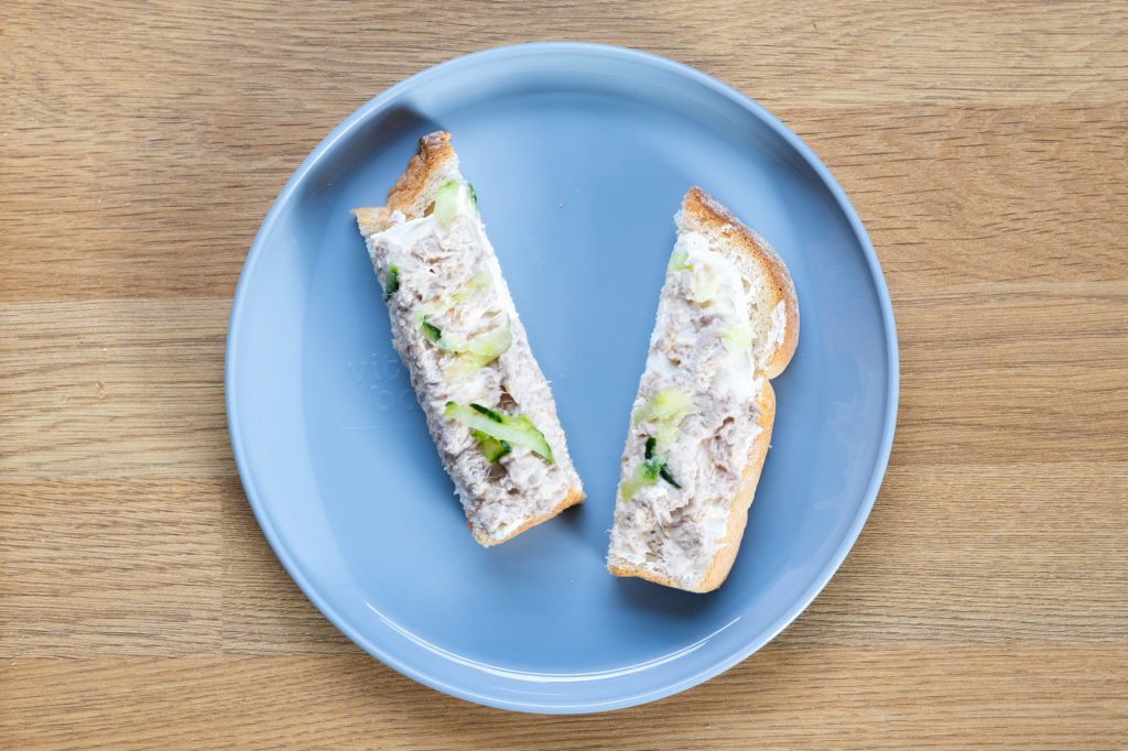 Tuna and cucumber toast topper.
